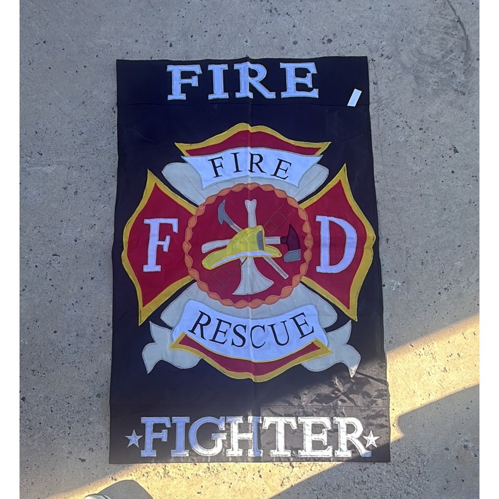Large Firefighter Fire & Rescue Decorative Garden Flag